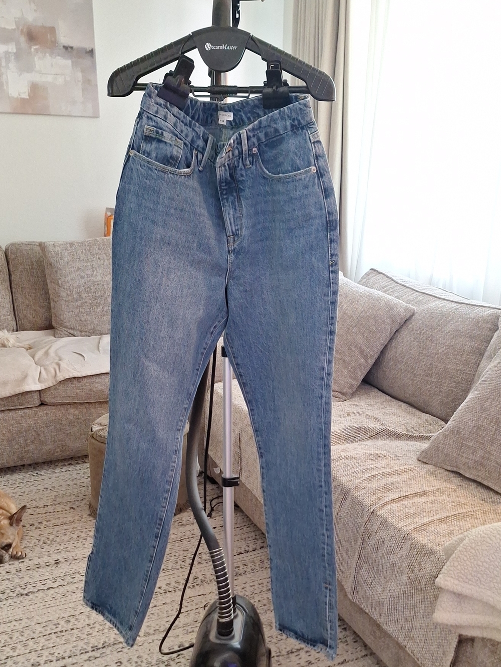 Good American High-Rise Light Blue Straight Jeans